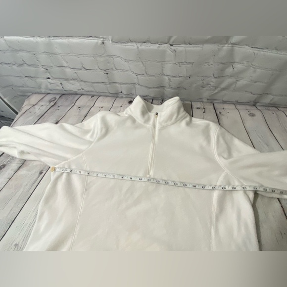 Eddie Bauer Womens Size XL Ivory Colored Pullover Fleece Quarter Zip Sweat Shirt - Picture 4 of 10